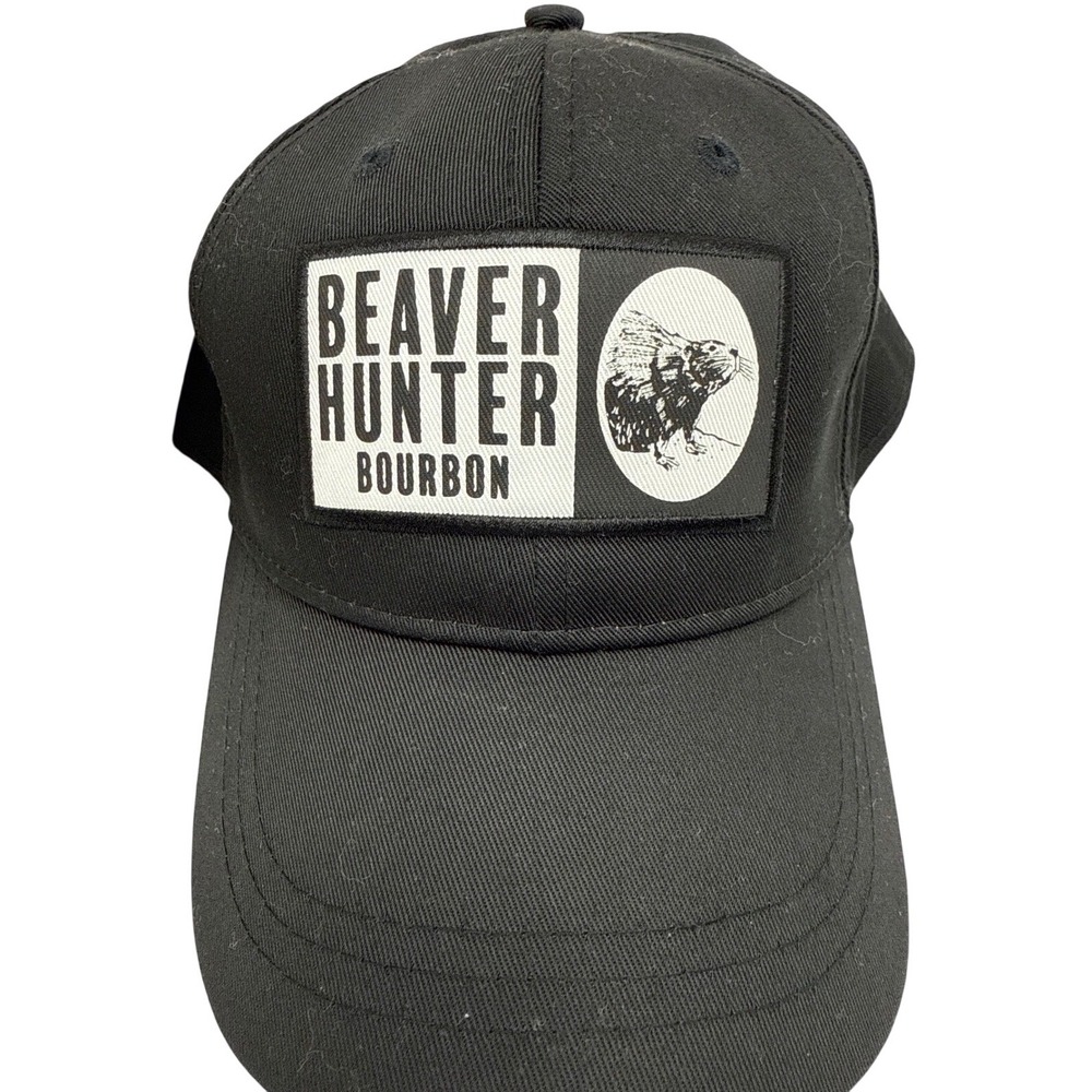 Beaver Hunter Bourbon Hat Snapback‎ Black Patch Trucker Cap Baseball Style